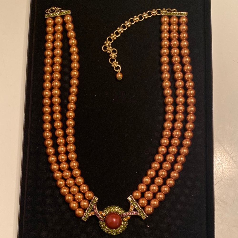 Heidi Daus Brown and Gold Multi-Strand Necklace